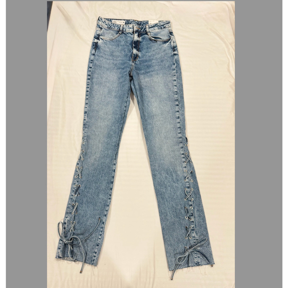 Zara Slim Jeans with side lacing Z1975 Size 38 EU 6 US - Picture 5 of 9